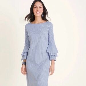 Chico's Blue Striped Bell Sleeve Dress